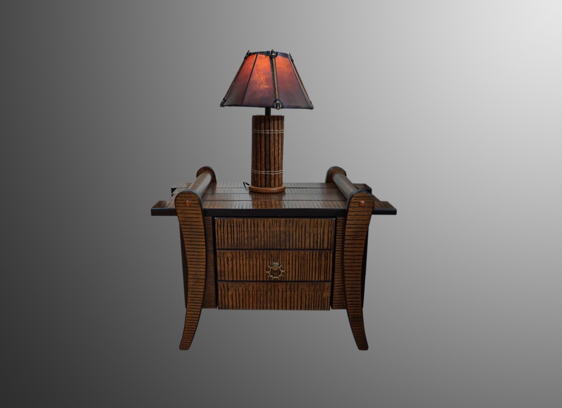 Настольный светильник с абажуром из кожи Isle d'palm. Необычное украшение интерьера