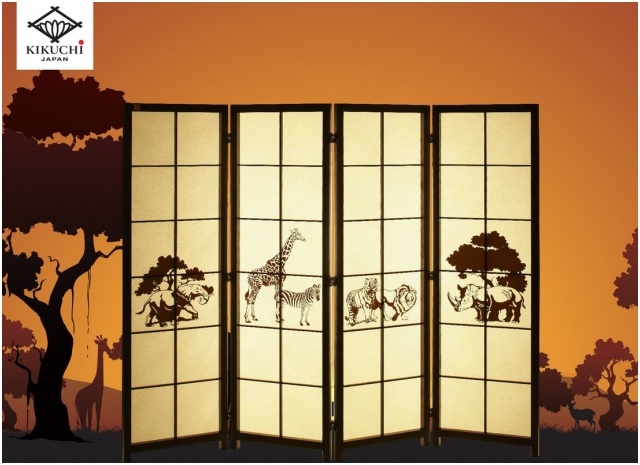 Дизайнерские ширмы с полками и ширмы по мотивам Африки от Kikuchi - новинки 2014 года на рынке интерьеров из Японии 