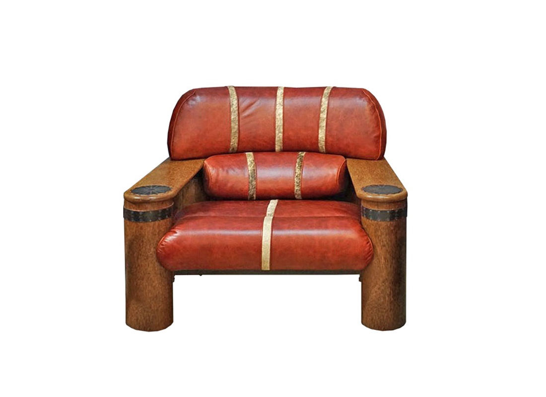 Дизайнерский кожаный диван из массива и кожи 