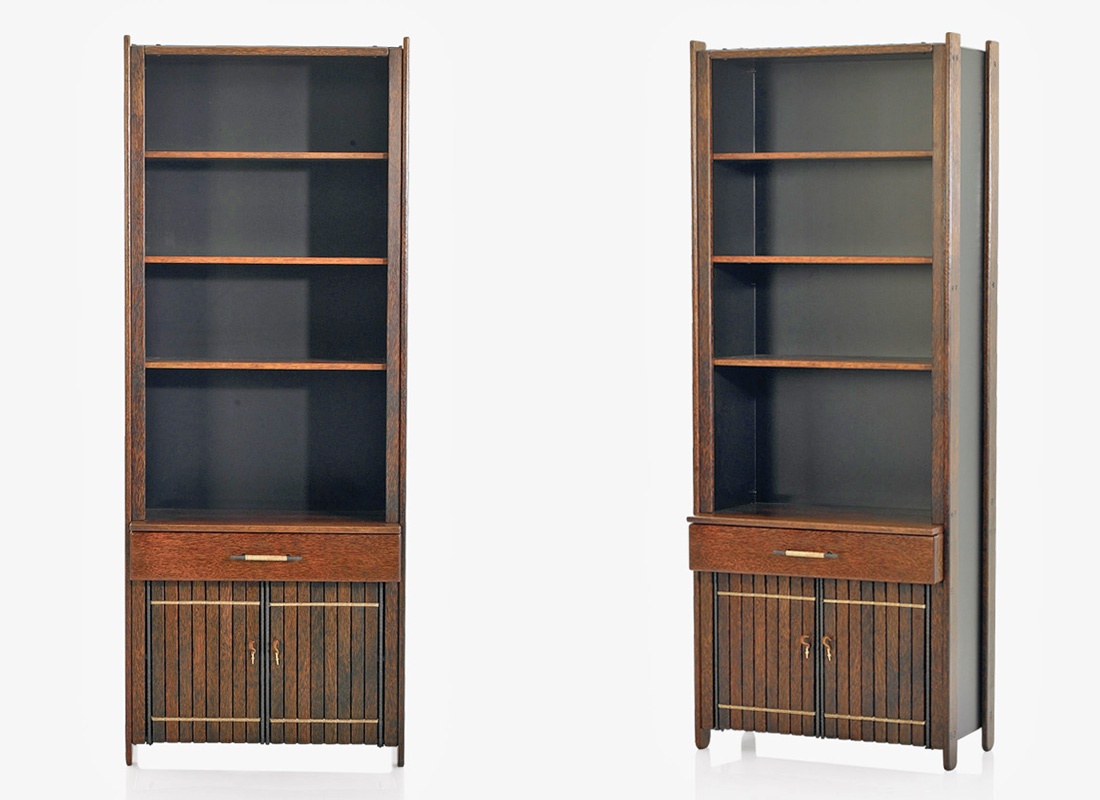 Дизайнерский 2-х дверный открытый книжный шкаф MENDI - отличное дополнение к набору из закрытых 4-х дверному шкафу.