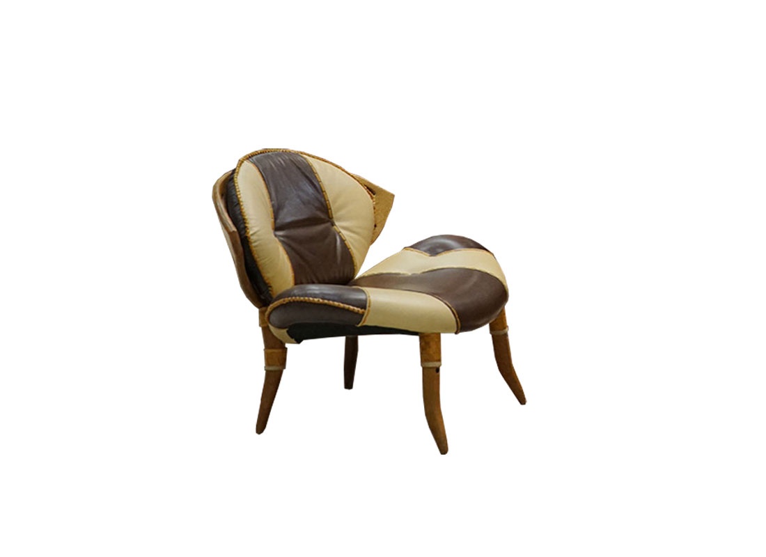 Недорогое необычное очень комфортное кресло кожаное 2-х цветное ZULU Wood Style
