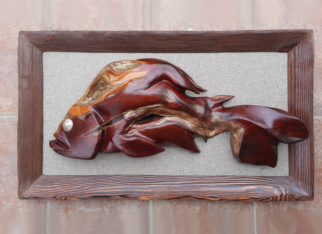 Декоративное деревянное панно "Прекрасные деньки / Удачная рыбалка". Коллекция "Рыбы".