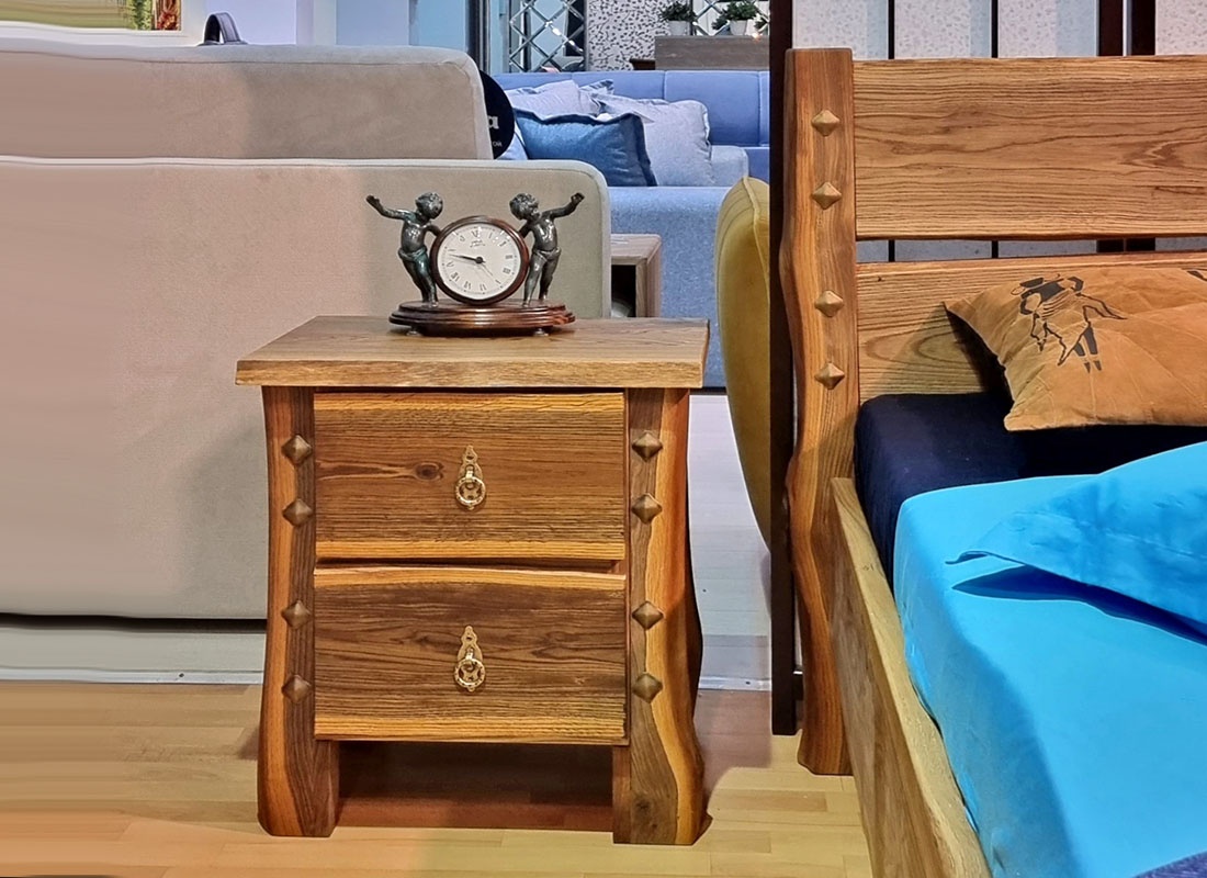 Уникальная прикроватная тумба Luca Grande Слэб Кантри. Дизайнерская мебель из массива дуба для спальни 