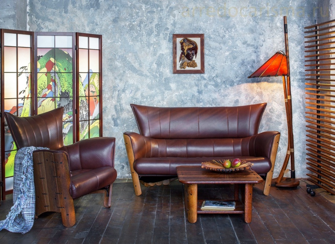 Уникальный кожаный диван Moorea. Дорогая кожаная мебель для интерьеров в этническом стиле Moorea Мореа Муреа Мурэя