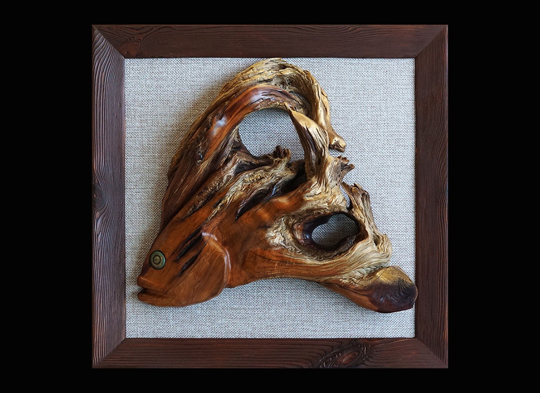  "Рыба хвостатая" - интерпретативная деревянная скульптура - авторская работа - уникальный подарок из дерева