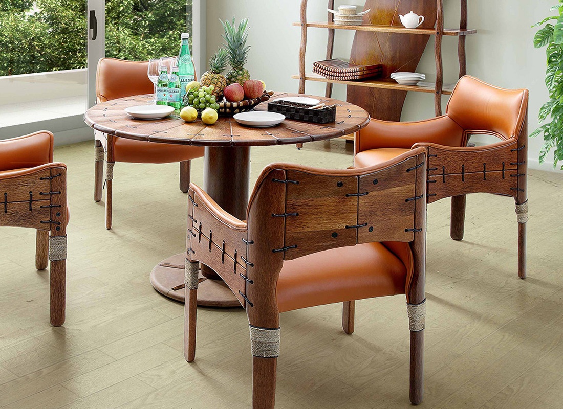 Дизайнерский круглый стол ISLE D'PALM варианты использования - в столовой, в комнате переговоров, кухня в этническом стиле, стол для ресторана, стол для эклектичного интерьера кухни