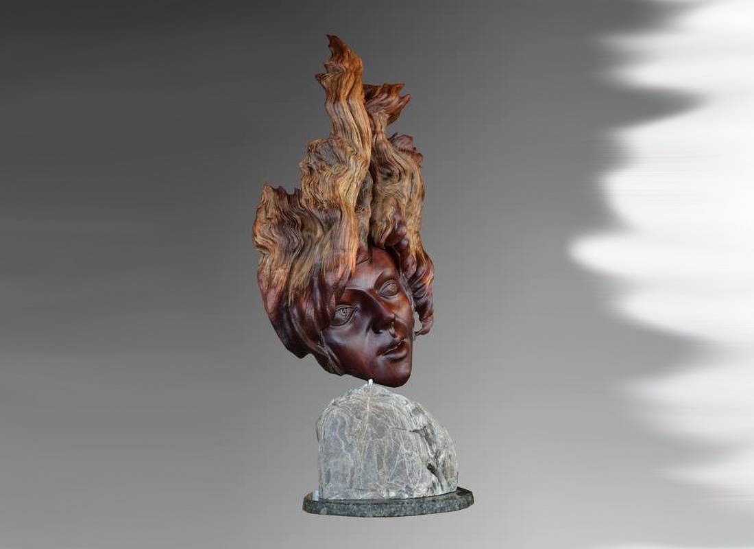 Скульптура из ценных пород дерева и камня "СИРЕНА", коллекция "Поэзия" 